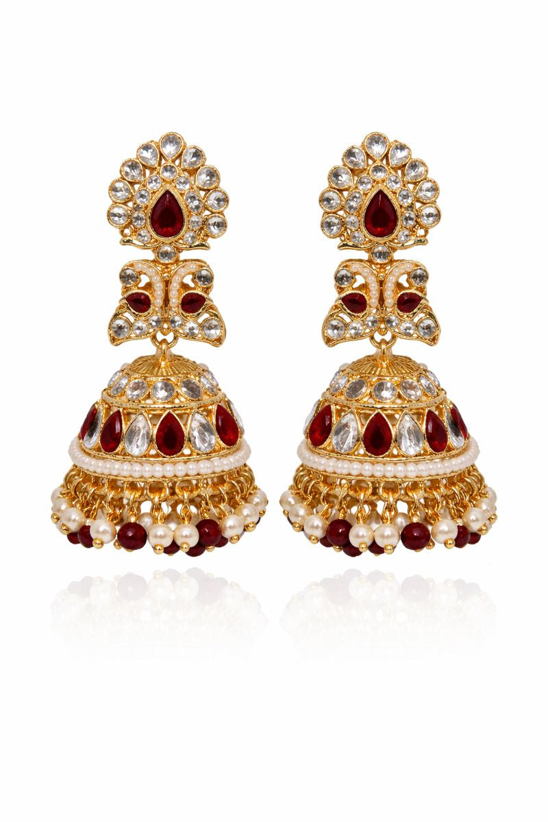 Royal Ruby Pearl Jhumka Earrings