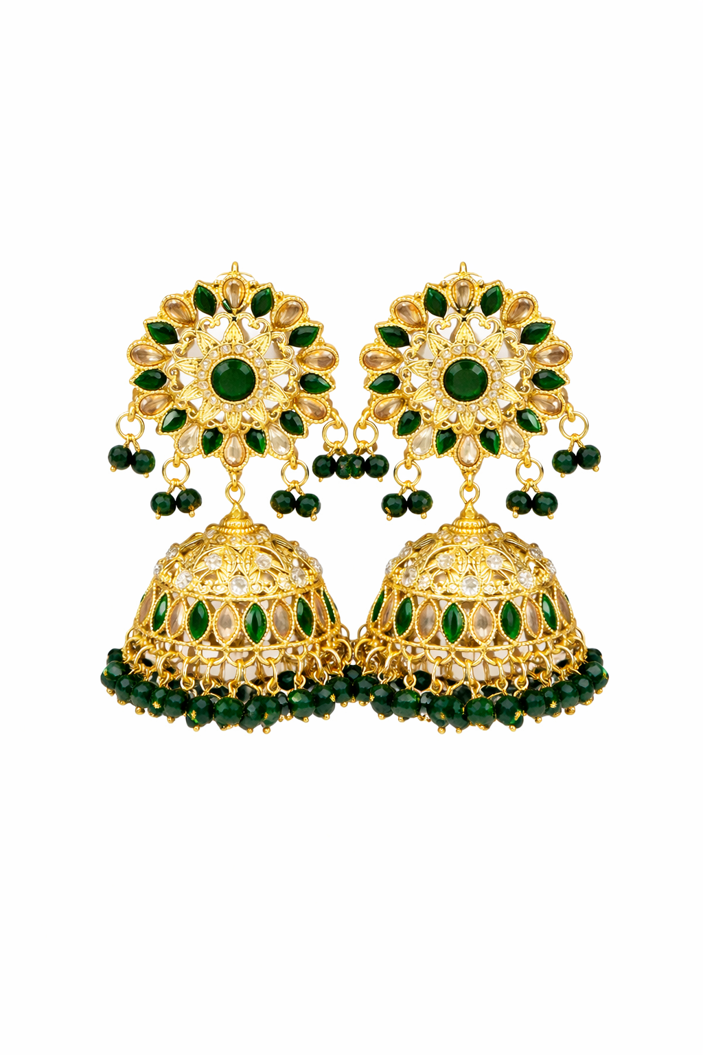 Emerald Noor Jhumkas