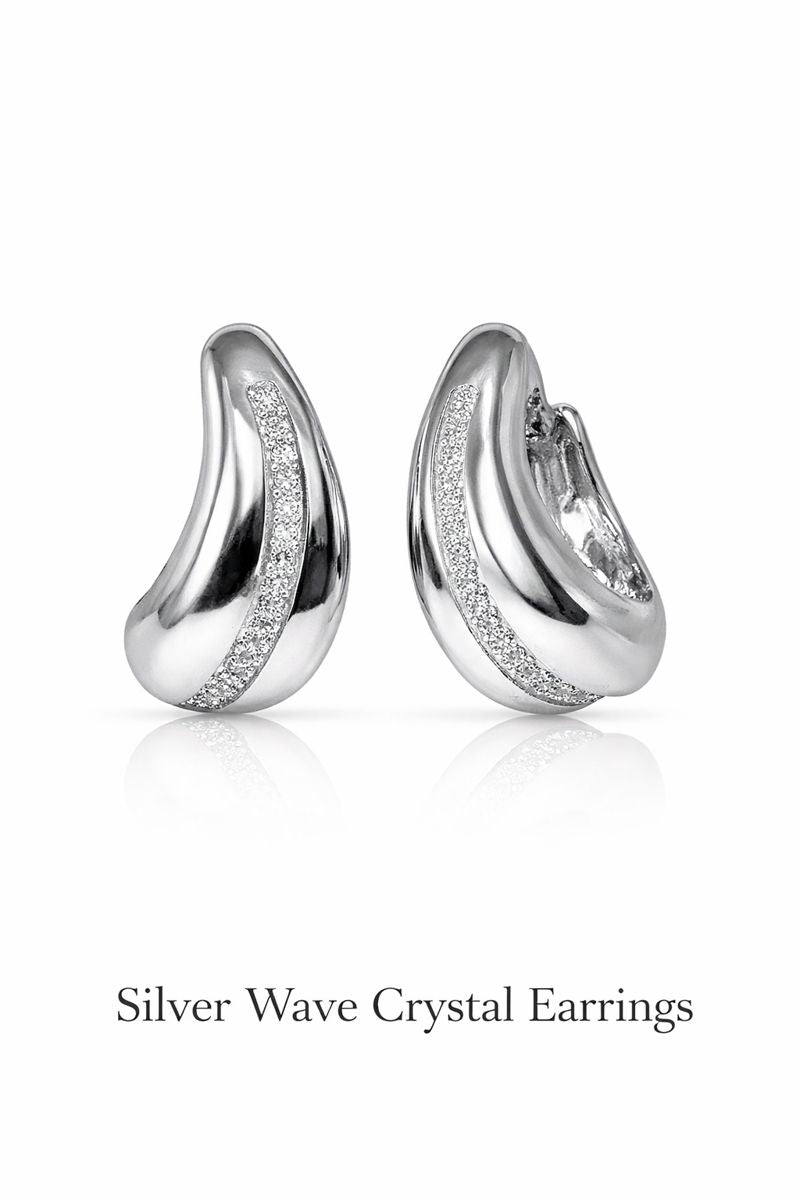 Golden Wave Crystal Earrings