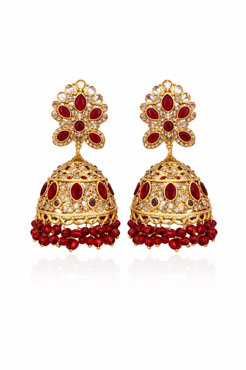 Ruby Bloom Jhumka Earrings