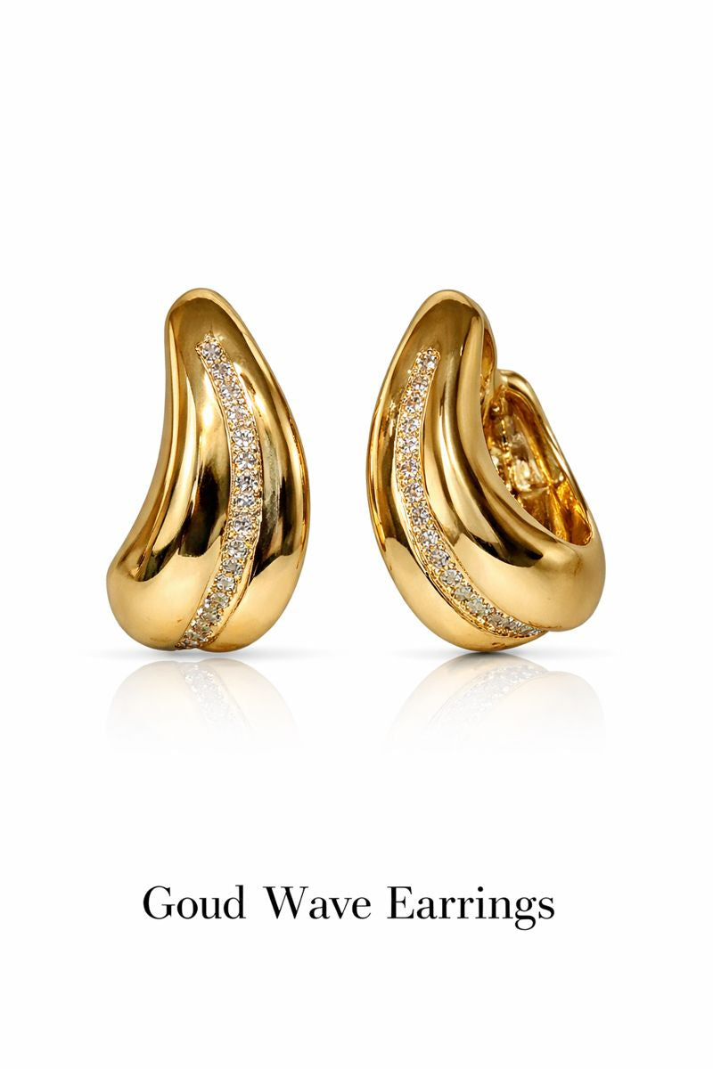 Golden Wave Crystal Earrings