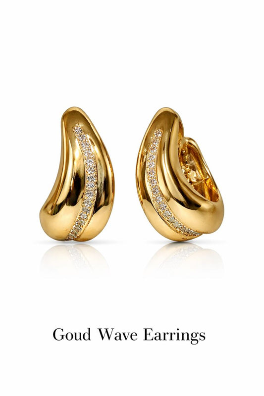 Golden Wave Crystal Earrings