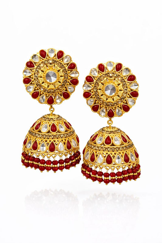 Royal Ruby Kundan Jhumka Earrings