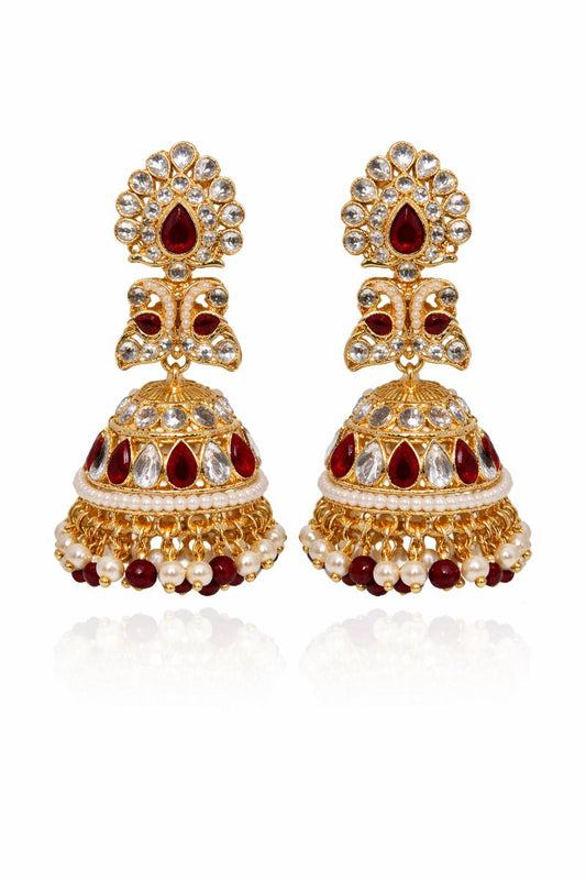 Royal Ruby Pearl Jhumka Earrings