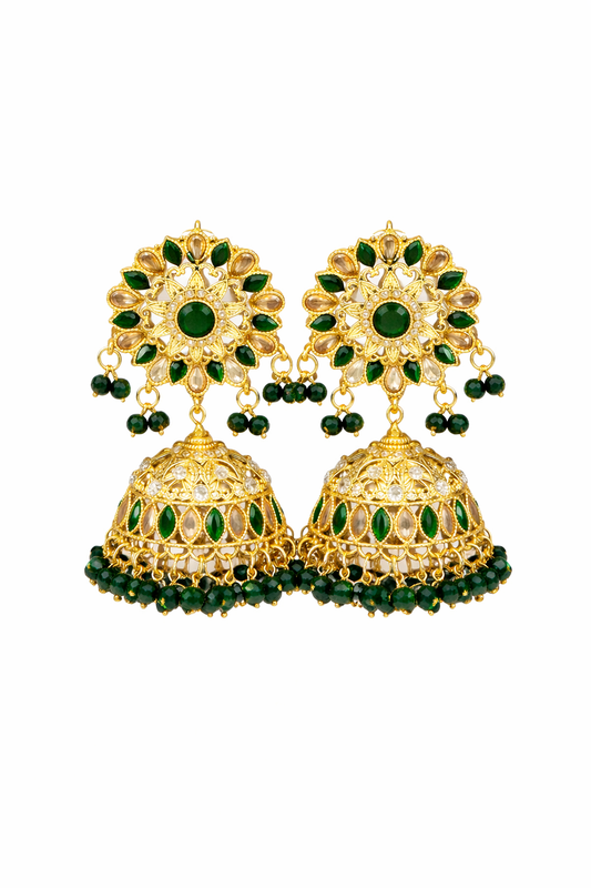 Emerald Noor Jhumkas