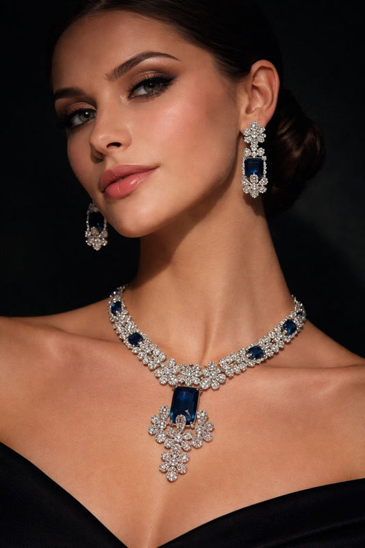 Royal Sapphire Bloom Necklace Set