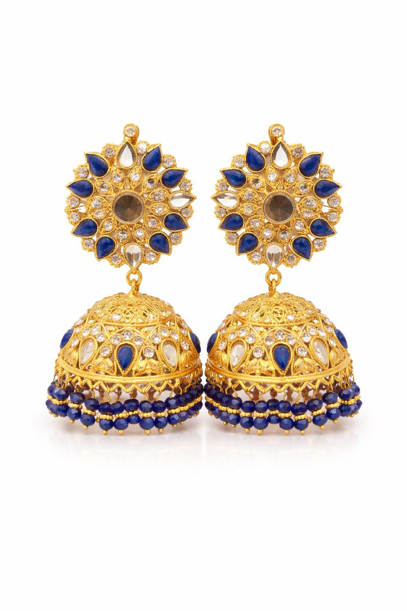 Royal Blue Kundan Jhumkas