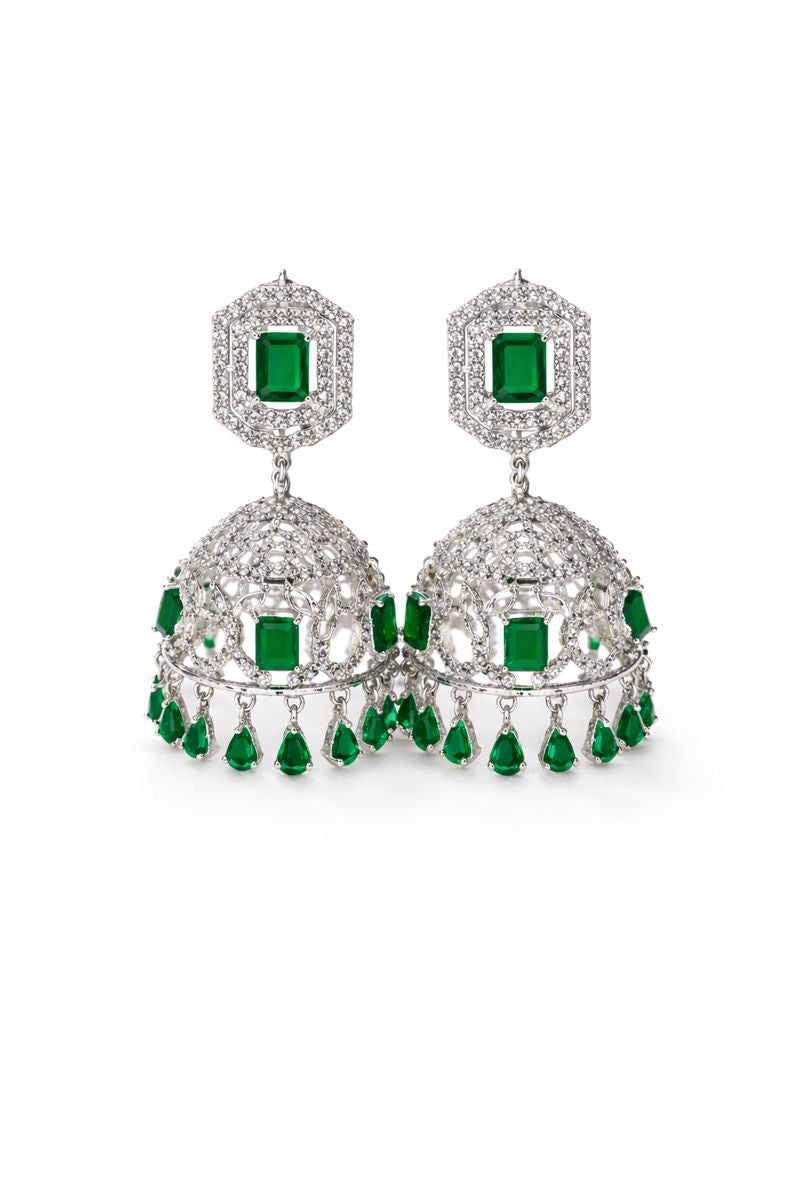 Emerald Crown Jhumkas