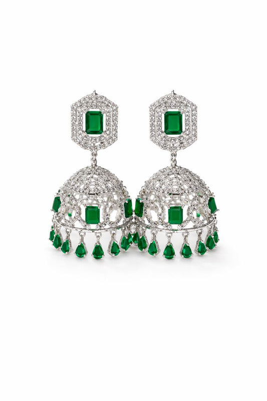 Emerald Crown Jhumkas