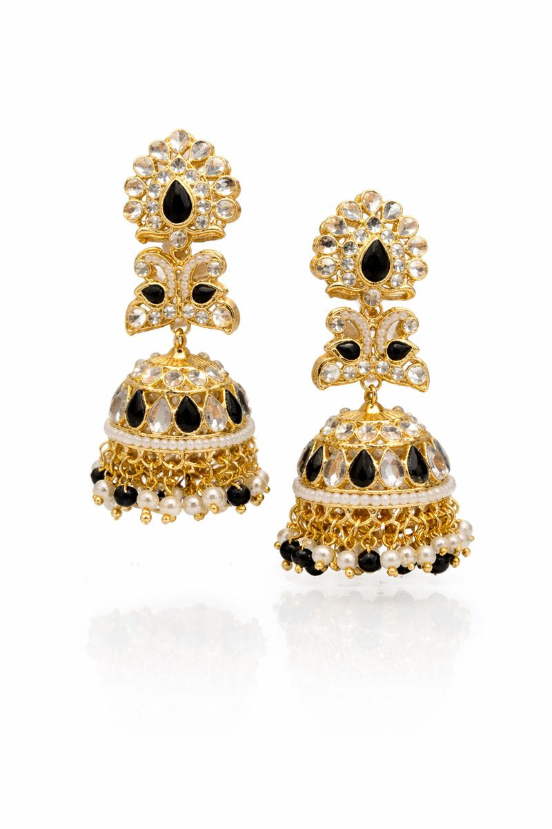 Emerald Noir Jhumka Earrings