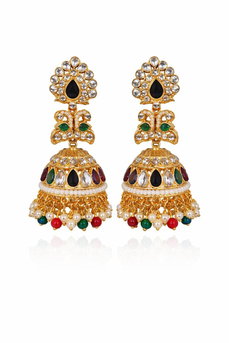 Royal Navratna Jhumka Earrings