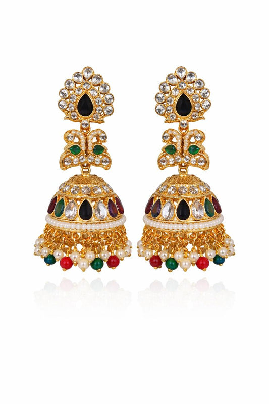 Royal Navratna Jhumka Earrings