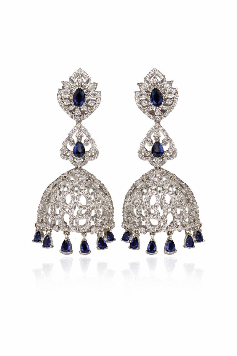 Midnight Crystal Jhumka Earrings