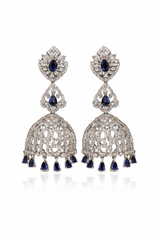 Midnight Crystal Jhumka Earrings